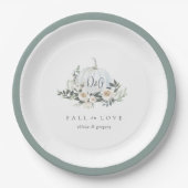 Assiettes En Carton Blanc Automne Citrouille verdure "Fall in Love" (Devant)