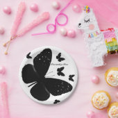 Assiettes En Carton Blanc avec papillons noirs Personnalisé Parti Chic (Fête)