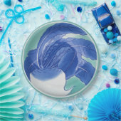 Assiettes En Carton Blanc bleu Celadon Chinoiserie Turnip Faux Chine (Fête)