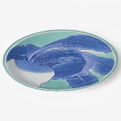 Assiettes En Carton Blanc bleu Celadon Chinoiserie Turnip Faux Chine (Angle)