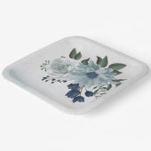 Assiettes En Carton blanc & bleu mariage fleuri (Angulaire)