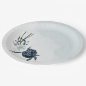 Assiettes En Carton blanc & bleu mariage fleuri (Angle)