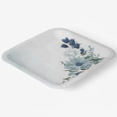 Assiettes En Carton blanc & bleu mariage fleuri (Angulaire)