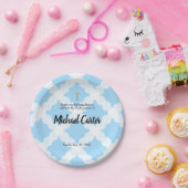 Assiettes En Carton Blanc bleu personnalisé et confirmation croisée (Fête)