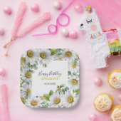 Assiettes En Carton Blanc Daisy Floral Verdure Anniversaire (Fête)