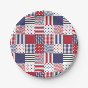 Assiettes En Carton Blanc de patchwork americana des Etats-Unis et