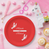 Assiettes En Carton Blanc des plats rouges d'événement d'ébullition (Fête)