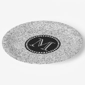 Assiettes En Carton Blanc doux avec points noirs Monogramme (Angle)