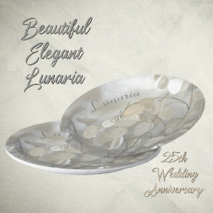 Assiettes En Carton Blanc Lunaria Dollars Argent Élégant