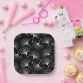 Assiettes En Carton Blanc noir abstrait délicat feuille motif (Fête)