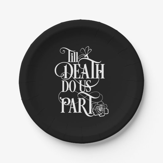 Assiettes En Carton Blanc Noir Till Death Do Us Part Mariage (Devant)
