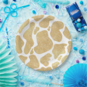 Assiettes En Carton Blanc Or simple Grandes Portes de vache Motif anim (Fête)