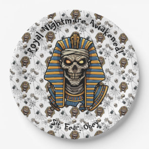 Assiettes En Carton 🤍 blanc Pharaoh Mummy plaque papier 🎃 🍽️