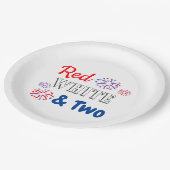 Assiettes En Carton Blanc rouge et deux 2e anniversaire (Angle)