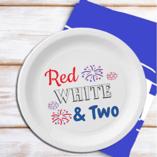 Assiettes En Carton Blanc rouge et deux 2e anniversaire