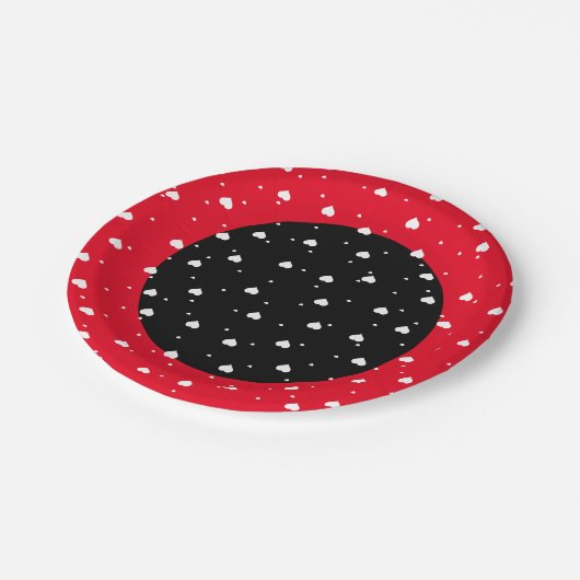 Assiettes En Carton Blanc rouge et noir Valentines Coeurs Motif (Angle)
