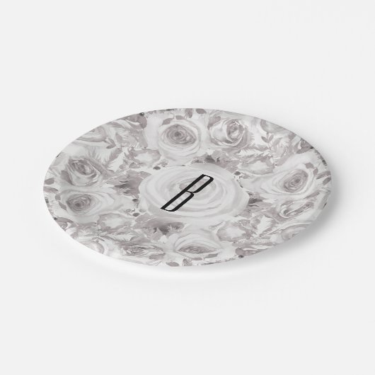 Assiettes En Carton Blanc Rustique Rose d'hiver Mariage Élégant (Angle)