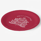 Assiettes En Carton Blanc sur arbre de Noël scandinave rouge (Angle)