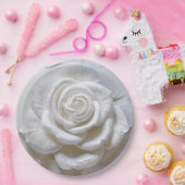 Assiettes En Carton Blanc sur blanc - Rose sculpté (Fête)