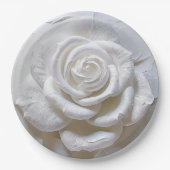 Assiettes En Carton Blanc sur blanc - Rose sculpté (Devant)