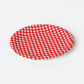 Assiettes En Carton Blanc sur rouge Pois de taille moyenne (Angle)