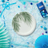 Assiettes En Carton Blanc Vert Élégant Palm Tropical Feuille Mariage (Fête)
