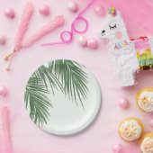 Assiettes En Carton Blanc Vert Élégant Palm Tropical Feuille Mariage (Fête)