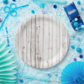 Assiettes En Carton Blanc Woodgrain Vintage Rustique (Fête)