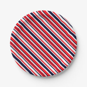 Assiettes En Carton Blancs, Bleus Et Rouges