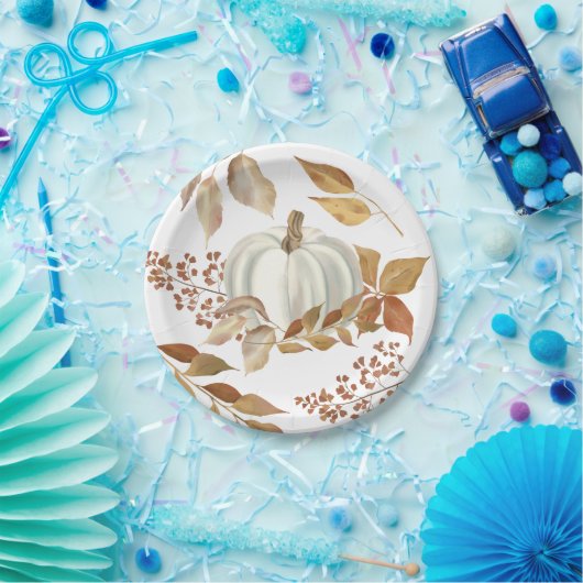 Assiettes En Carton Blancs Citrouille Automne part Thanksgiving (Fête)