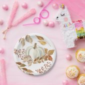 Assiettes En Carton Blancs Citrouille Automne part Thanksgiving (Fête)