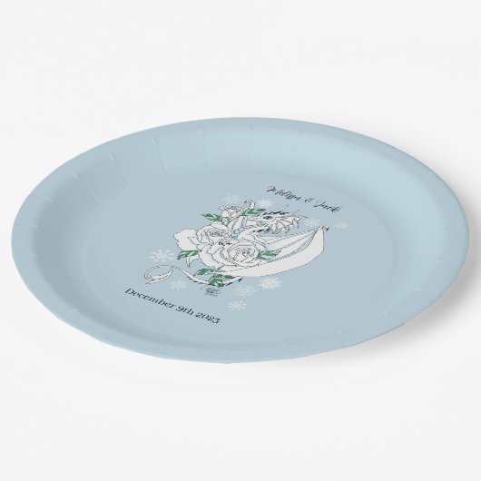 Assiettes En Carton Blancs de dragon d'hiver Flammes de neige Mariage (Angle)