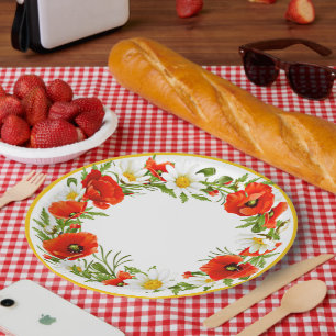 Assiettes En Carton Blancs élégants Rois rouges Pépites Fleur Wreath