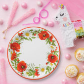 Assiettes En Carton Blancs élégants Rois rouges Pépites Fleur Wreath (Fête)