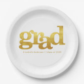 Assiettes En Carton Blancs graduation audacieuse feuille d'or typograp (Devant)