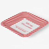 Assiettes En Carton Blancs mignons et rayés rouges (Angulaire)