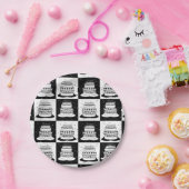 Assiettes En Carton Blancs noir À damiers bloc (Fête)