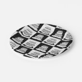 Assiettes En Carton Blancs noir À damiers bloc (Angle)