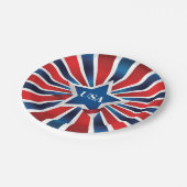 Assiettes En Carton Blancs rouges et bleus USA Monogrammes (Angle)