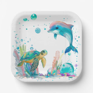 Assiettes En Carton Blancs sous-marins mignons