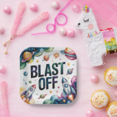 Assiettes En Carton Blast Off Space Boy Astronaut fête d'anniversaire (Fête)