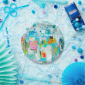 Assiettes En Carton Bleu Abstrait (Fête)