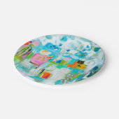 Assiettes En Carton Bleu Abstrait (Angle)