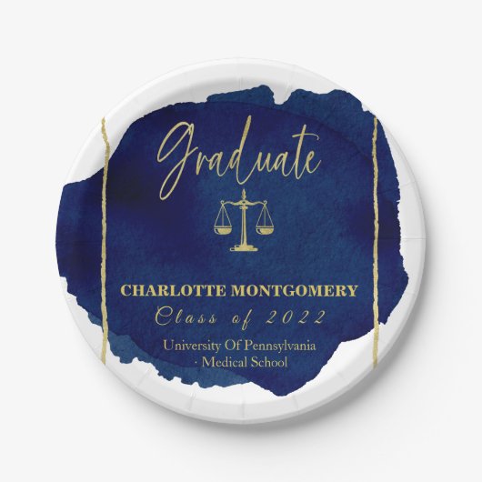 Assiettes En Carton Bleu Abstrait Elegant Law School Graduation (Devant)