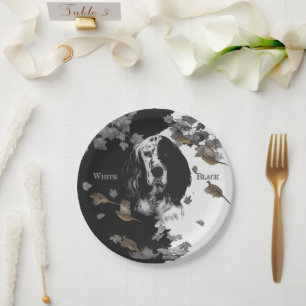 Assiettes En Carton Bleu anglais noir et blanc