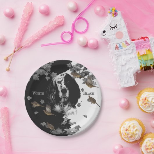 Assiettes En Carton Bleu anglais noir et blanc (Fête)