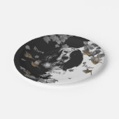 Assiettes En Carton Bleu anglais noir et blanc (Angle)