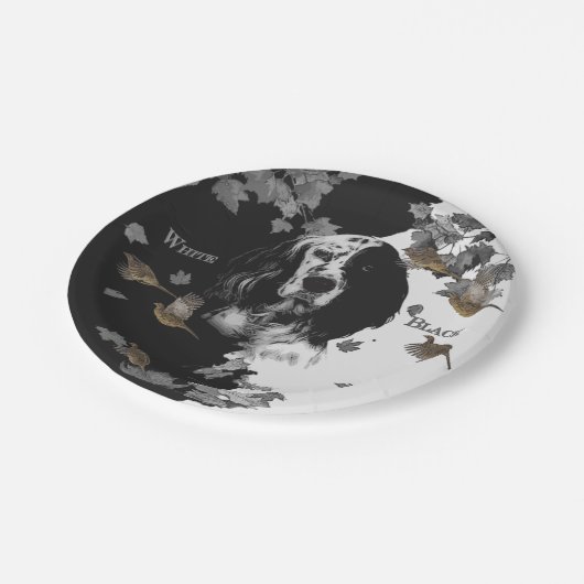 Assiettes En Carton Bleu anglais noir et blanc (Angle)