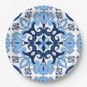 Assiettes En Carton 💙 bleu azulejos (Devant)