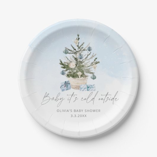 Assiettes En Carton Bleu bébé d'hiver son froid extérieur (Devant)